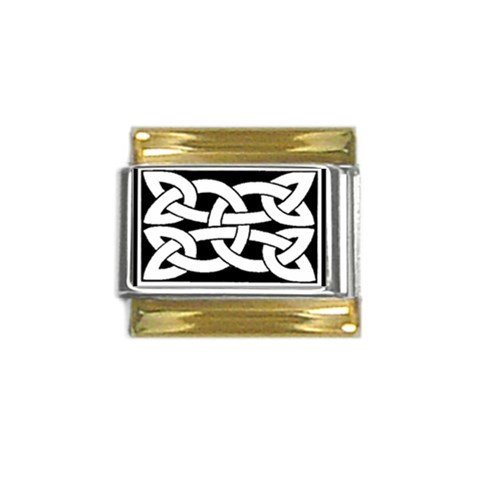 Celtic Knot B&W Gold Trim Italian Charm (9mm) from ArtsNow.com Front