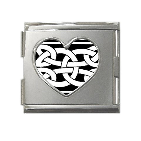 Celtic Knot B&W Mega Link Heart Italian Charm (18mm) from ArtsNow.com Front