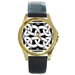 Celtic Knot B&W Round Gold Metal Watch