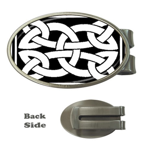 Celtic Knot B&W Money Clip (Oval) from ArtsNow.com Front