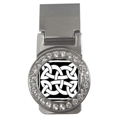 Celtic Knot B&W Money Clip (CZ) from ArtsNow.com Front