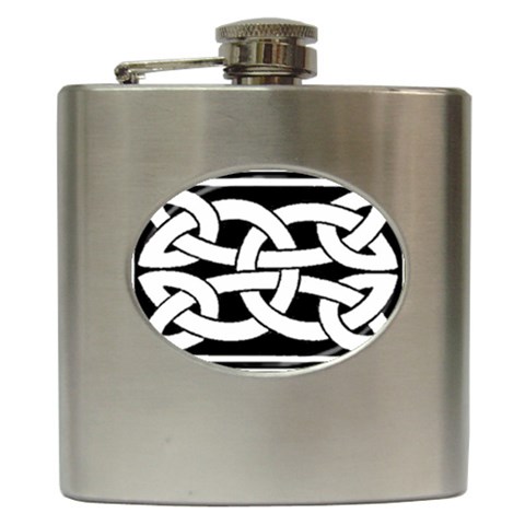 Celtic Knot B&W Hip Flask (6 oz) from ArtsNow.com Front