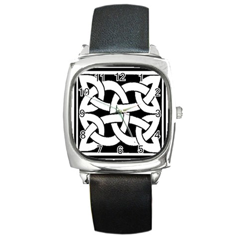 Celtic Knot B&W Square Metal Watch from ArtsNow.com Front