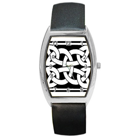 Celtic Knot B&W Barrel Style Metal Watch from ArtsNow.com Front