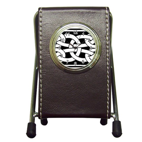 Celtic Knot B&W Pen Holder Desk Clock from ArtsNow.com Front