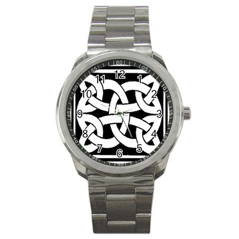 Celtic Knot B&W Sport Metal Watch from ArtsNow.com Front