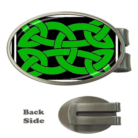 Celtic Knot_Green Money Clip (Oval) from ArtsNow.com Front