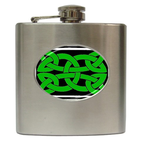 Celtic Knot_Green Hip Flask (6 oz) from ArtsNow.com Front