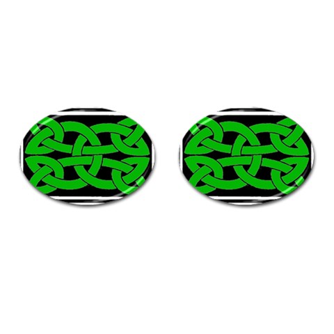 Celtic Knot_Green Cufflinks (Oval) from ArtsNow.com Front(Pair)