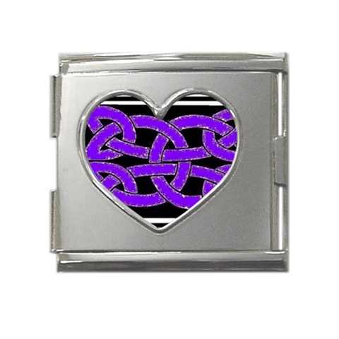 Celtic Knot_Purple Mega Link Heart Italian Charm (18mm) from ArtsNow.com Front