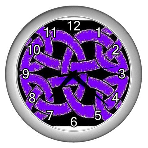 Celtic Knot_Purple Wall Clock (Silver) from ArtsNow.com Front