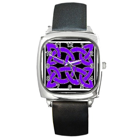 Celtic Knot_Purple Square Metal Watch from ArtsNow.com Front