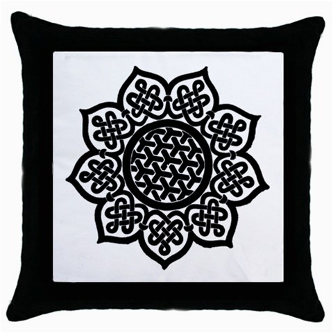 Celtic Mandala B&W Throw Pillow Case (Black) from ArtsNow.com Front