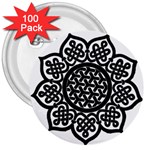 Celtic Mandala B&W 3  Button (100 pack)