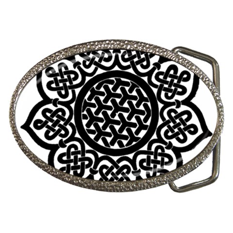 Celtic Mandala B&W Belt Buckle from ArtsNow.com Front