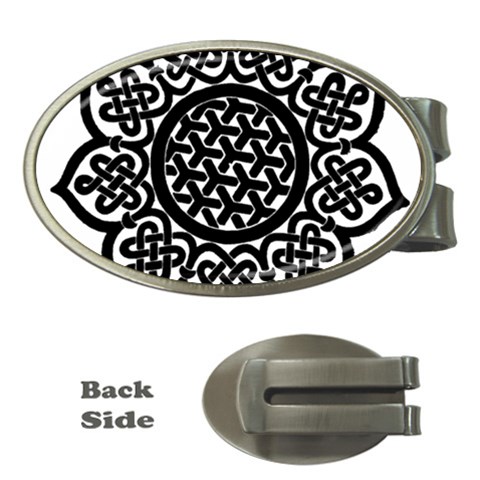 Celtic Mandala B&W Money Clip (Oval) from ArtsNow.com Front