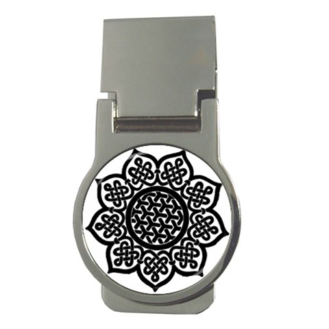 Celtic Mandala B&W Money Clip (Round) from ArtsNow.com Front