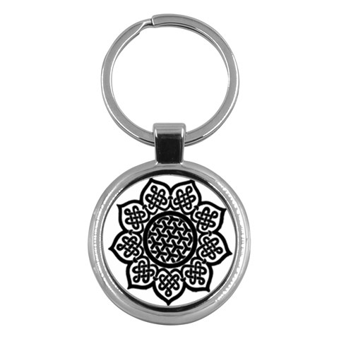 Celtic Mandala B&W Key Chain (Round) from ArtsNow.com Front