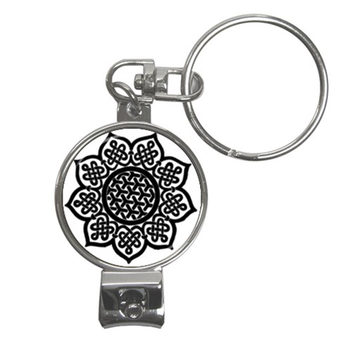 Celtic Mandala B&W Nail Clippers Key Chain from ArtsNow.com Front