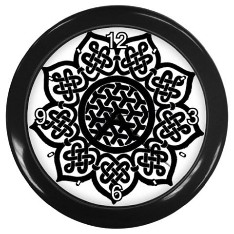 Celtic Mandala B&W Wall Clock (Black) from ArtsNow.com Front