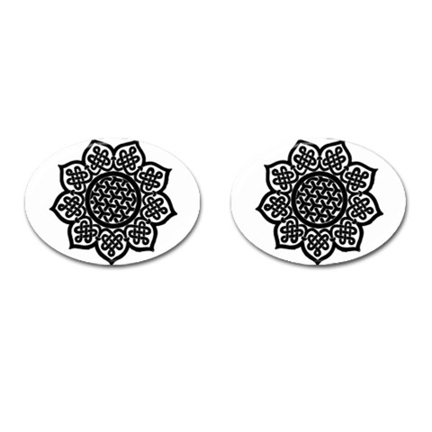 Celtic Mandala B&W Cufflinks (Oval) from ArtsNow.com Front(Pair)