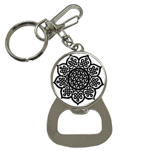 Celtic Mandala B&W Bottle Opener Key Chain from ArtsNow.com Front