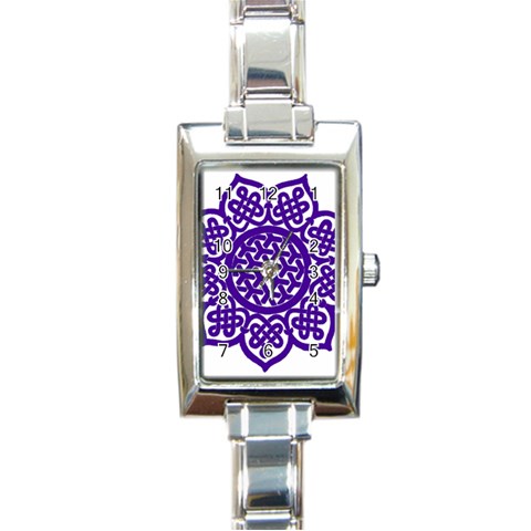 Celtic Mandala_violet Rectangular Italian Charm Watch from ArtsNow.com Front