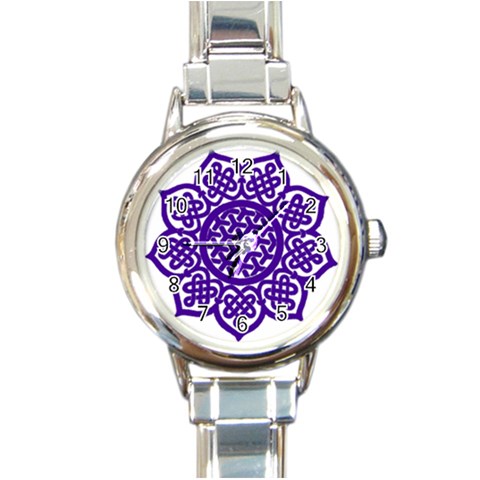 Celtic Mandala_violet Round Italian Charm Watch from ArtsNow.com Front