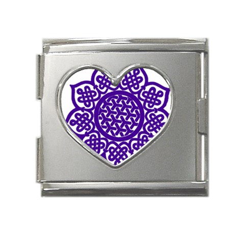 Celtic Mandala_violet Mega Link Heart Italian Charm (18mm) from ArtsNow.com Front