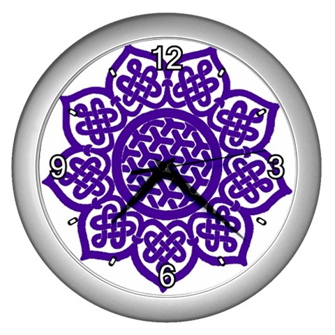 Celtic Mandala_violet Wall Clock (Silver) from ArtsNow.com Front