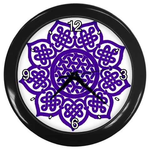 Celtic Mandala_violet Wall Clock (Black) from ArtsNow.com Front