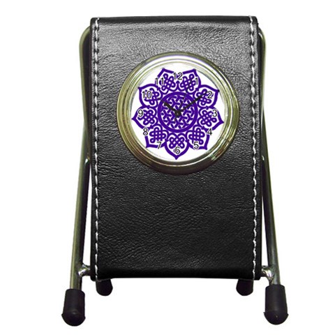 Celtic Mandala_violet Pen Holder Desk Clock from ArtsNow.com Front