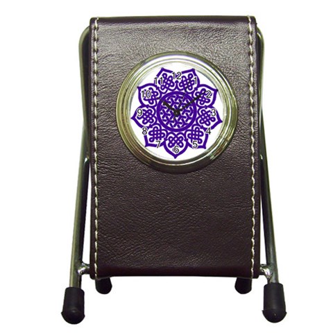 Celtic Mandala_violet Pen Holder Desk Clock from ArtsNow.com Front