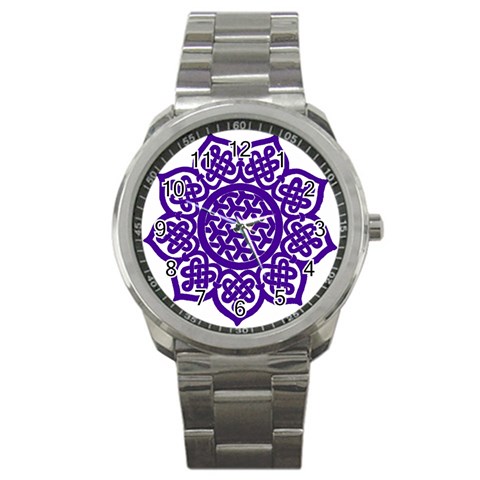 Celtic Mandala_violet Sport Metal Watch from ArtsNow.com Front