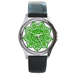 Celtic Mandala_green Round Metal Watch