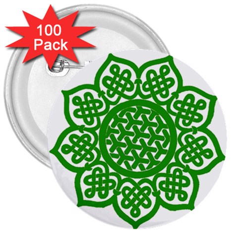 Celtic Mandala_green 3  Button (100 pack) from ArtsNow.com Front