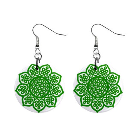 Celtic Mandala_green 1  Button Earrings from ArtsNow.com Front