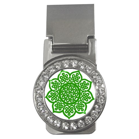 Celtic Mandala_green Money Clip (CZ) from ArtsNow.com Front