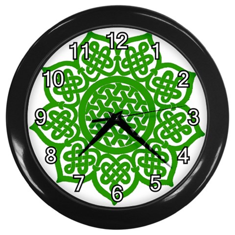 Celtic Mandala_green Wall Clock (Black) from ArtsNow.com Front