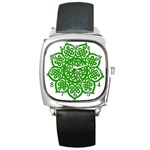 Celtic Mandala_green Square Metal Watch