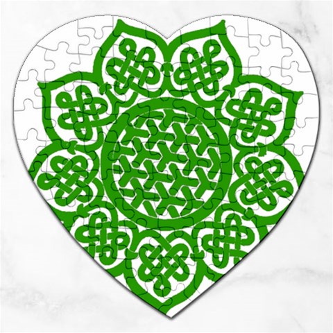 Celtic Mandala_green Jigsaw Puzzle (Heart) from ArtsNow.com Front