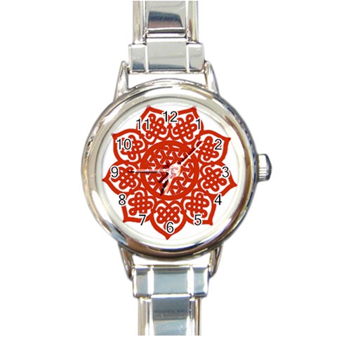 Celtic Mandala_red Round Italian Charm Watch from ArtsNow.com Front