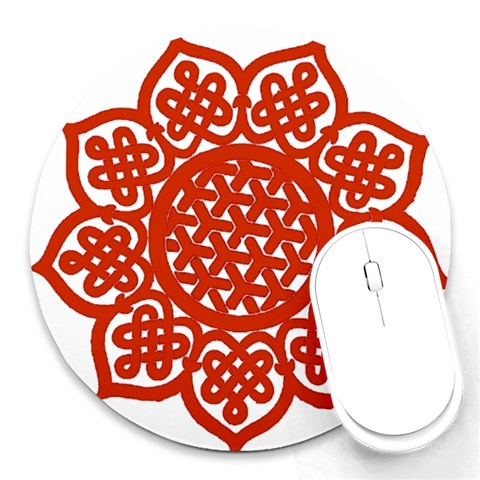 Celtic Mandala_red Round Mousepad from ArtsNow.com Front