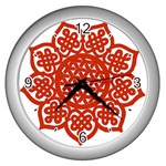 Celtic Mandala_red Wall Clock (Silver)