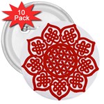 Celtic Mandala_red 3  Button (10 pack)