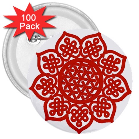 Celtic Mandala_red 3  Button (100 pack) from ArtsNow.com Front