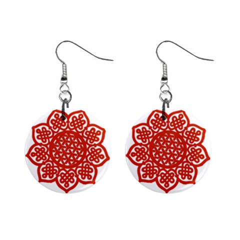 Celtic Mandala_red 1  Button Earrings from ArtsNow.com Front