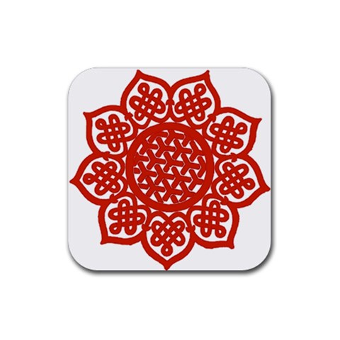 Celtic Mandala_red Rubber Coaster (Square) from ArtsNow.com Front