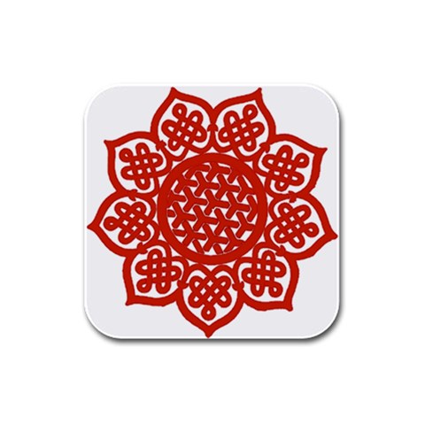 Celtic Mandala_red Rubber Square Coaster (4 pack) from ArtsNow.com Front