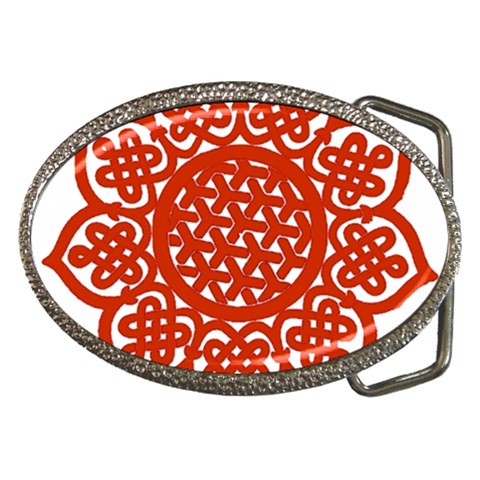 Celtic Mandala_red Belt Buckle from ArtsNow.com Front